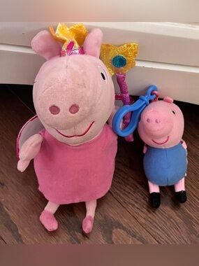 PEPPA PIG - TY PRINCESS PEPPA PIG PLUSG AND GEORGE PIG KEYCHAIN/BACKPACK TOY